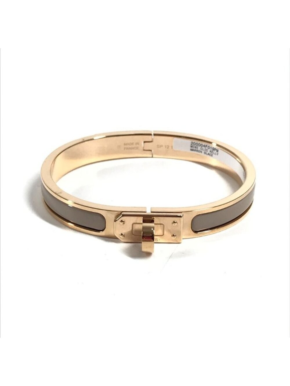 Hermes Bracelet Mini Clic Kelly PM Mini Metal Brown Glace Beige